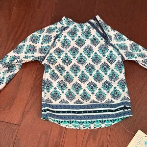 Cabana Life Blue and White Long Sleeve Top